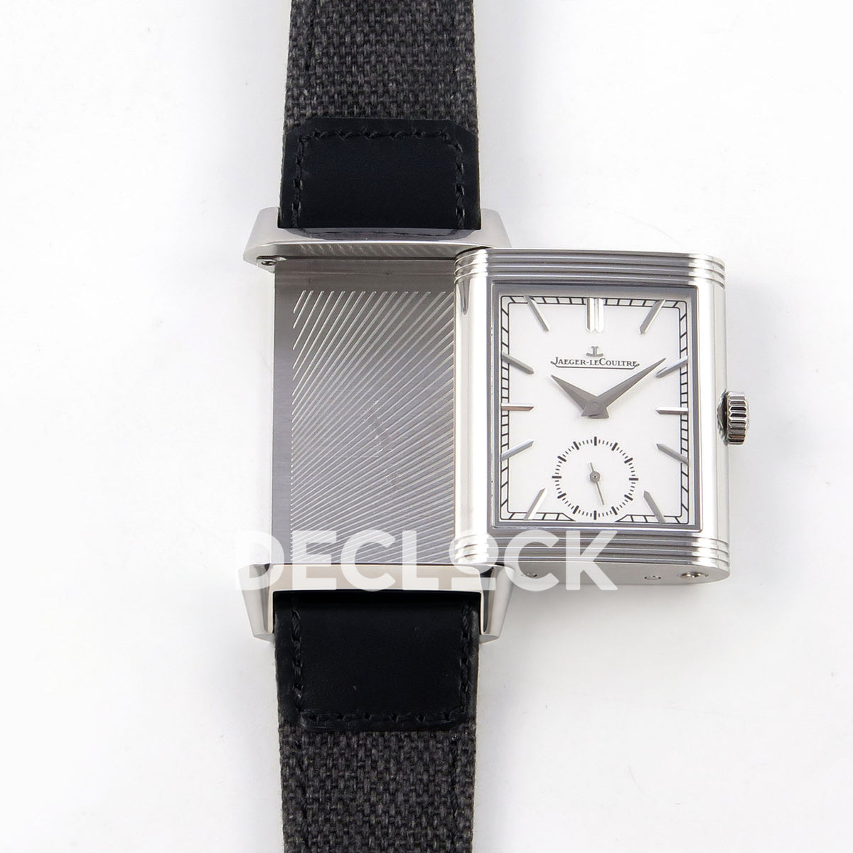 Jaeger-LeCoultre Reverso Tribute Duoface JJF white steel replica - reversible case view