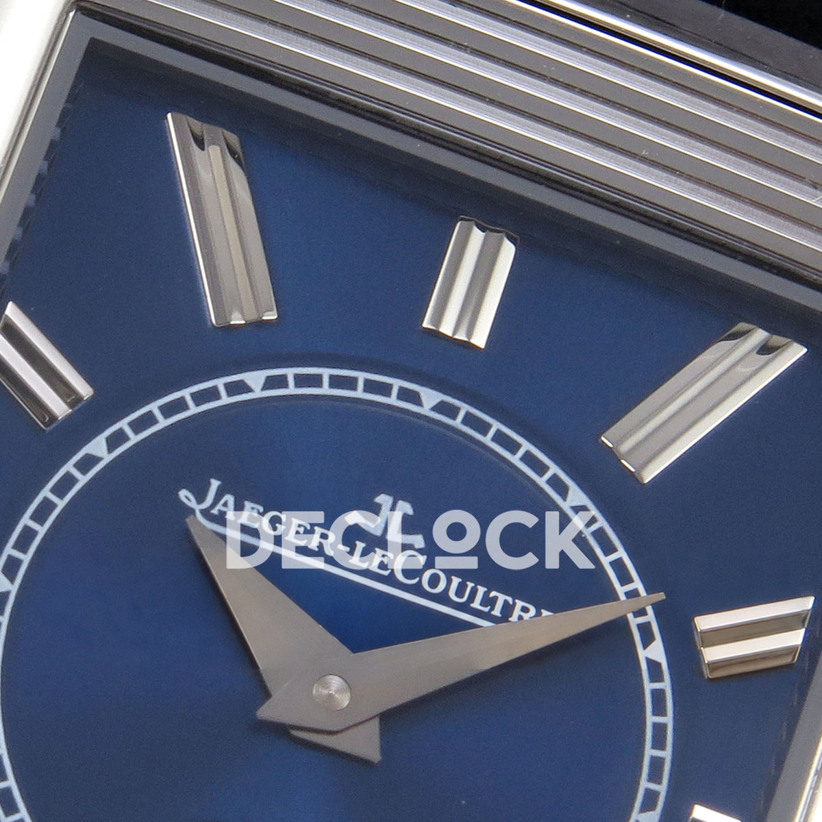 Jaeger-LeCoultre Reverso Tribute Duoface JJF white steel replica - reverse dial detail view
