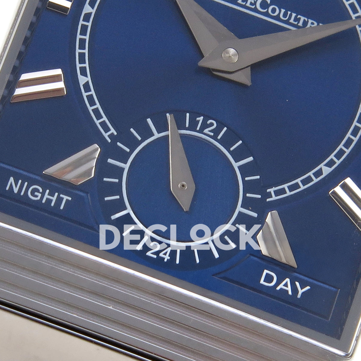 Jaeger-LeCoultre Reverso Tribute Duoface JJF white steel replica - reverse day night detail view