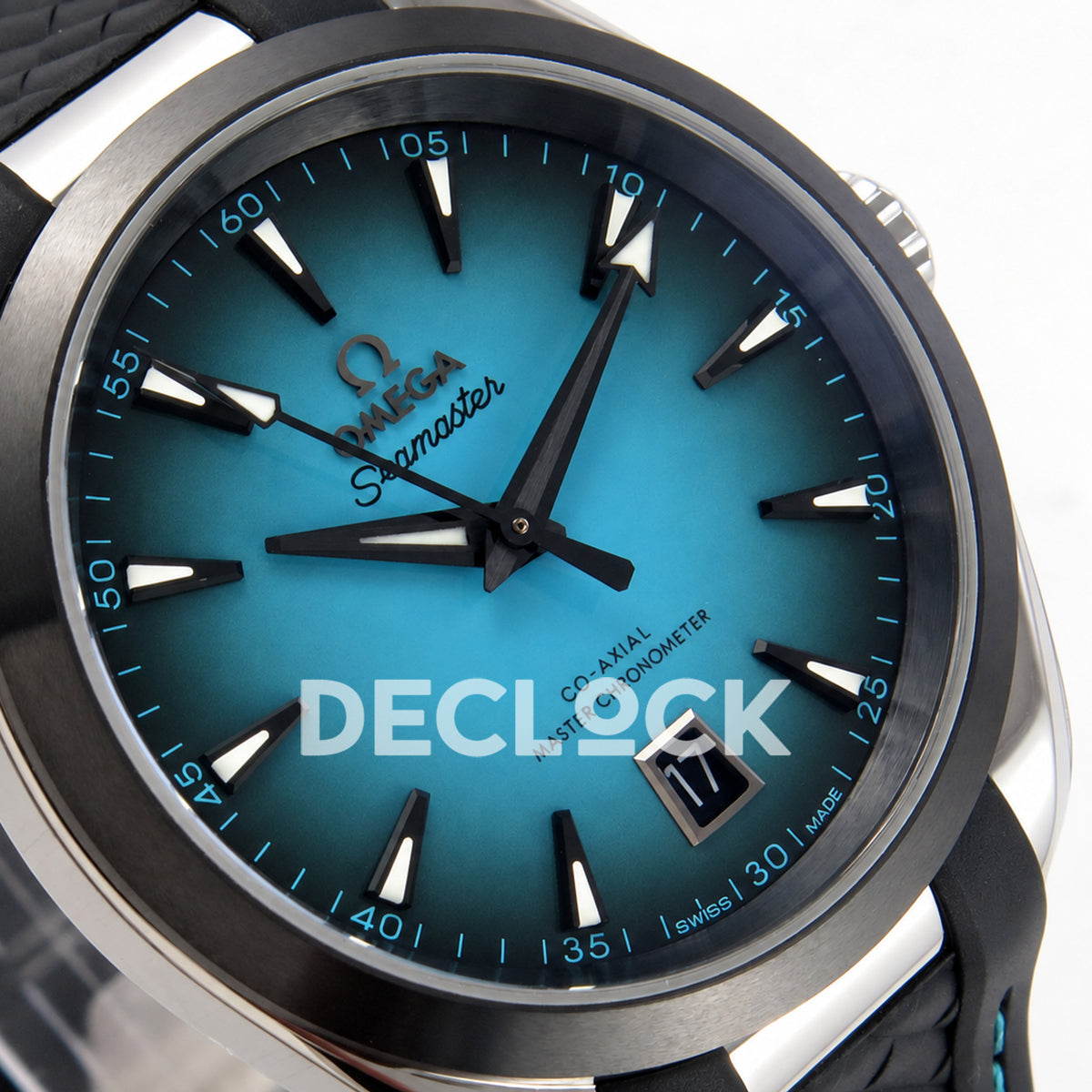 Omega Aqua Terra 38mm VSF turquoise ombre dial - dial angle