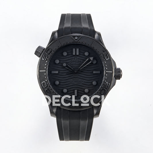 Omega Seamaster Diver 300M ORF Black Black ceramic DLC rubber 8806 Free Sprung — front view