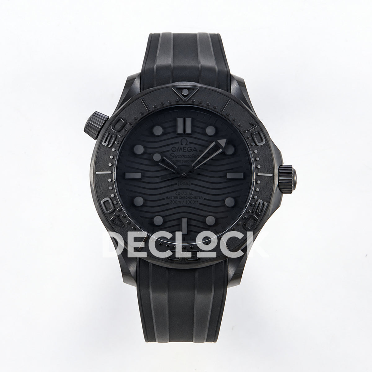 Omega Seamaster Diver 300M ORF Black Black ceramic DLC rubber 8806 Free Sprung — front view
