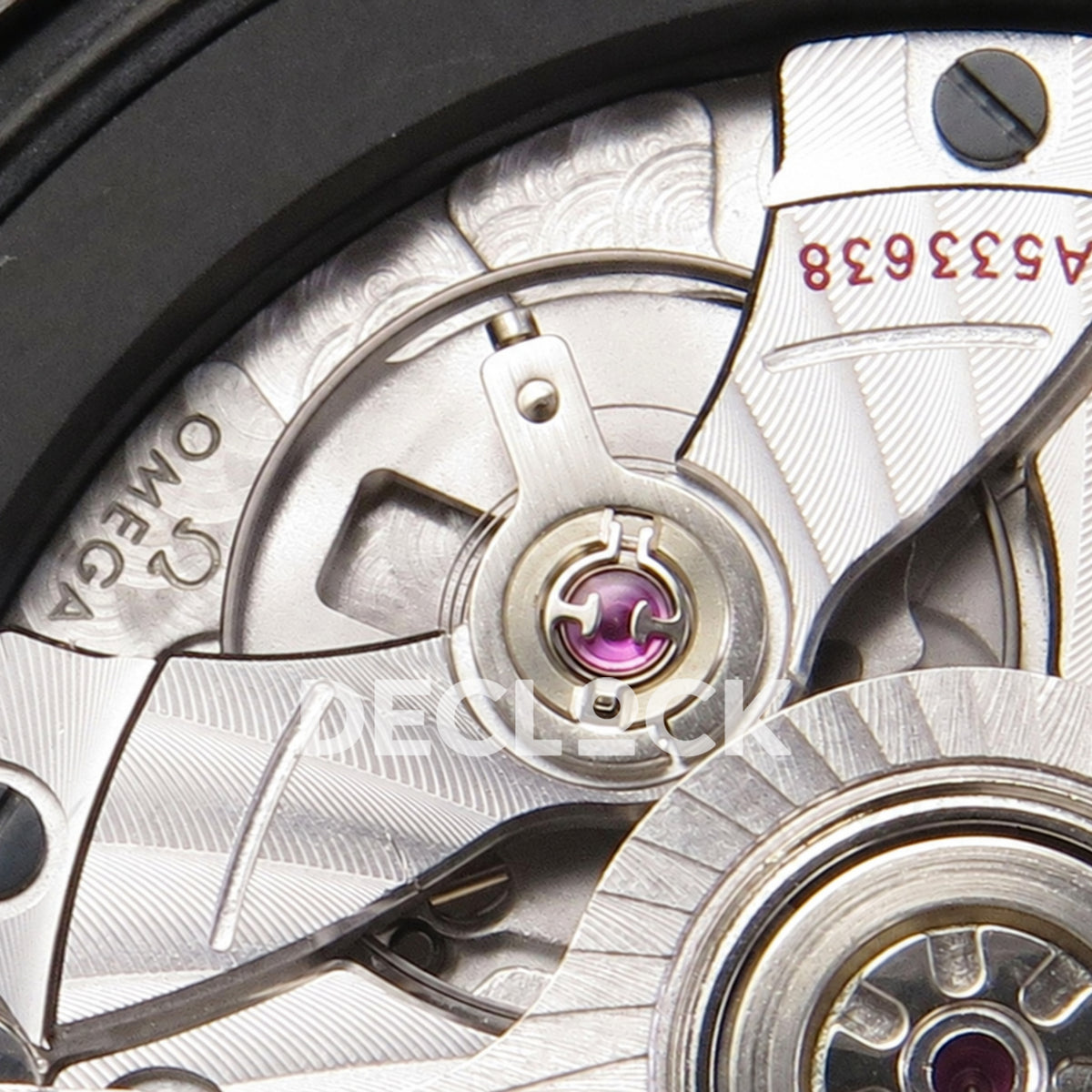 Omega Seamaster Diver 300M ORF black ceramic rose gold tone rubber 8806 Free Sprung — balance detail