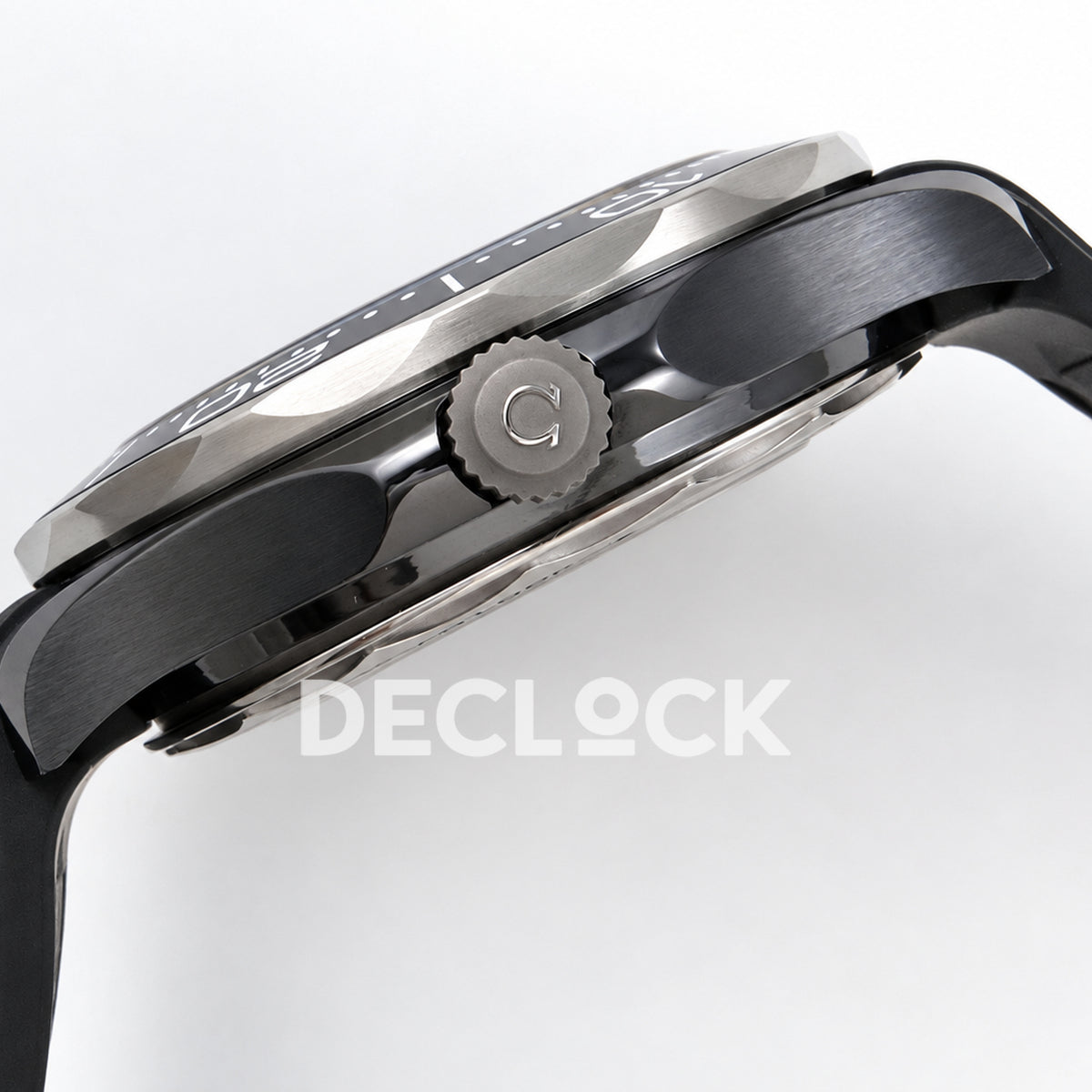 Omega Seamaster Diver 300M ORF black ceramic steel rubber 8806 Free Sprung — crown side profile
