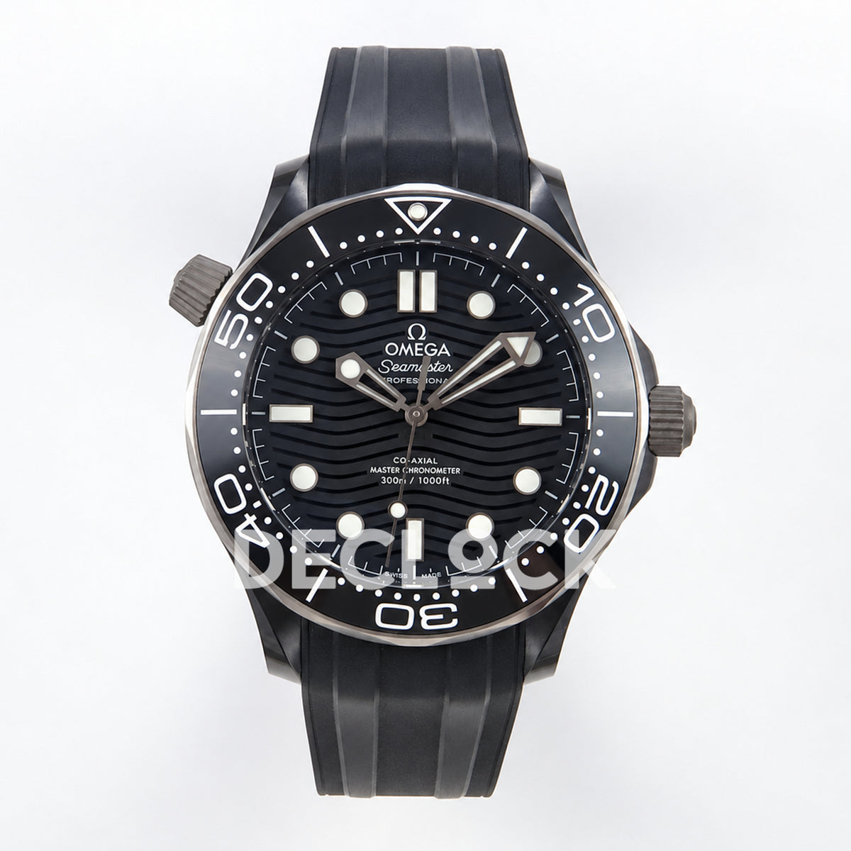 Omega Seamaster Diver 300M ORF black ceramic steel rubber 8806 Free Sprung — front view