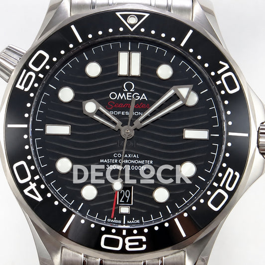 Omega Seamaster Diver 300M ORF black dial steel 8800 Free Sprung — front dial close up
