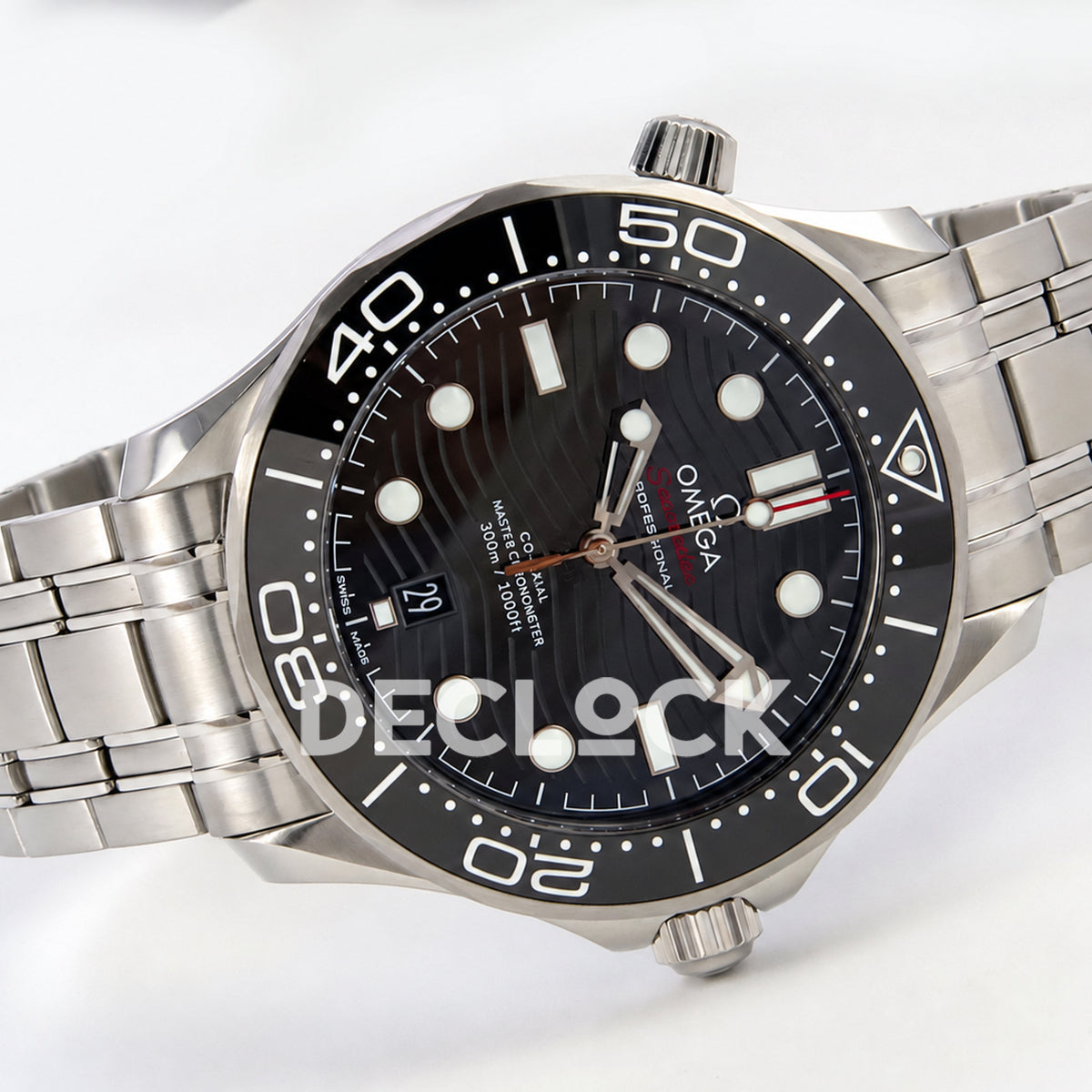 Omega Seamaster Diver 300M ORF black dial steel 8800 Free Sprung — full watch angled view