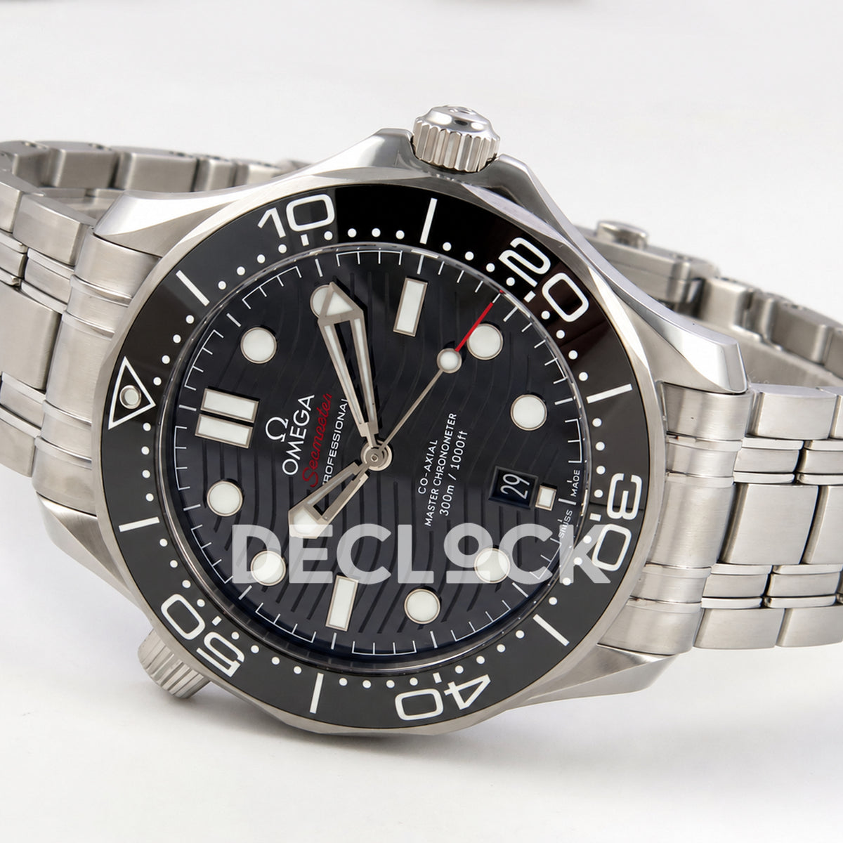 Omega Seamaster Diver 300M ORF black dial steel 8800 Free Sprung — full watch side angle