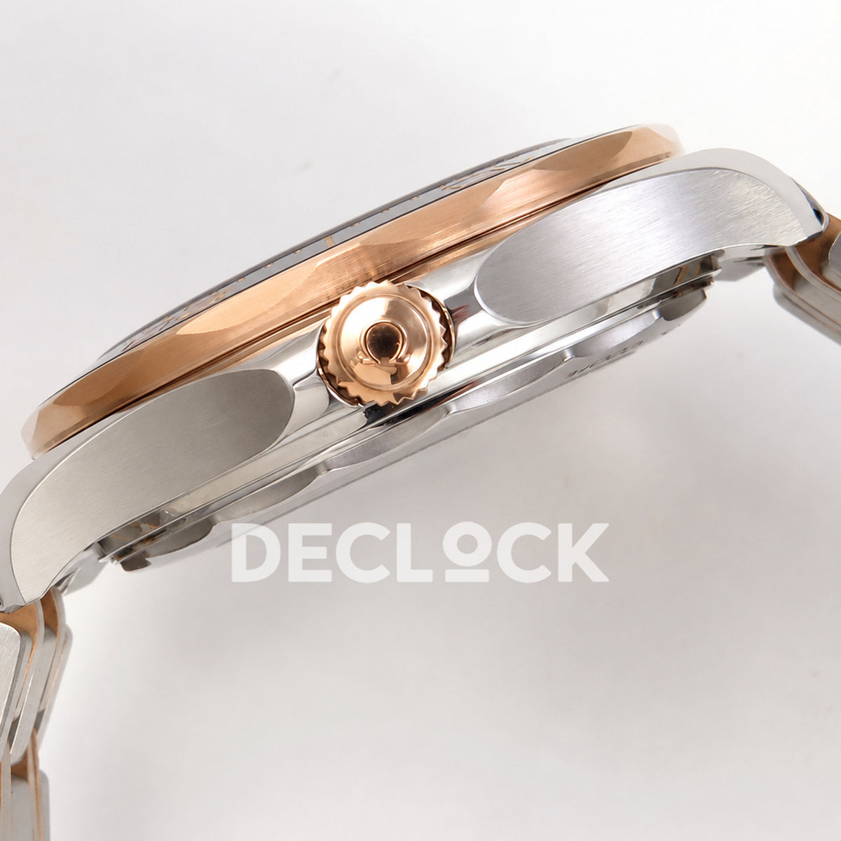 Omega Seamaster Diver 300M ORF Black Steel Rose Gold 8800 Free Sprung — crown side profile