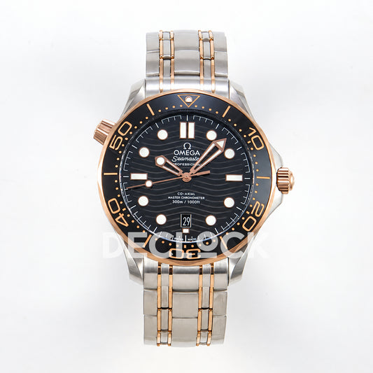 Omega Seamaster Diver 300M ORF Black Steel Rose Gold 8800 Free Sprung — front view