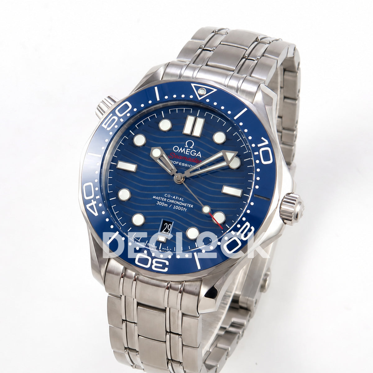 Omega Seamaster Diver 300M ORF blue dial steel 8800 Free Sprung — angled dial view