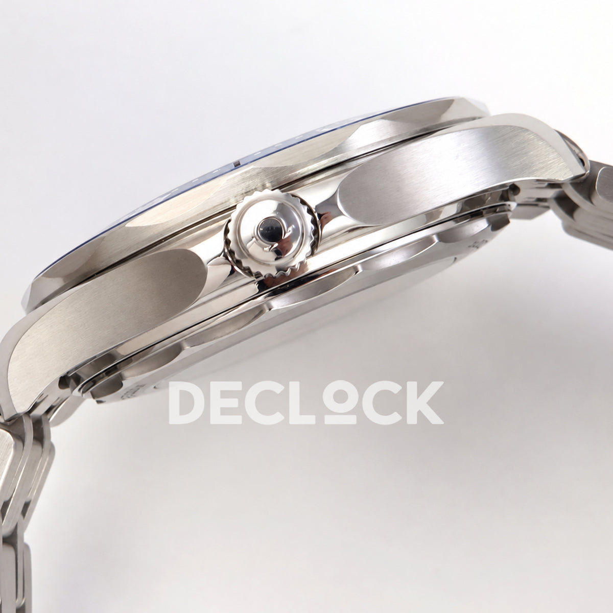 Omega Seamaster Diver 300M ORF blue dial steel 8800 Free Sprung — crown side profile