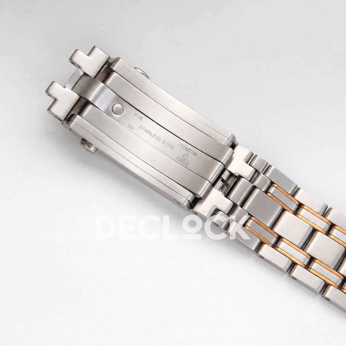 Omega Seamaster Diver 300M ORF Blue Steel Rose Gold 8800 Free Sprung — clasp inner view