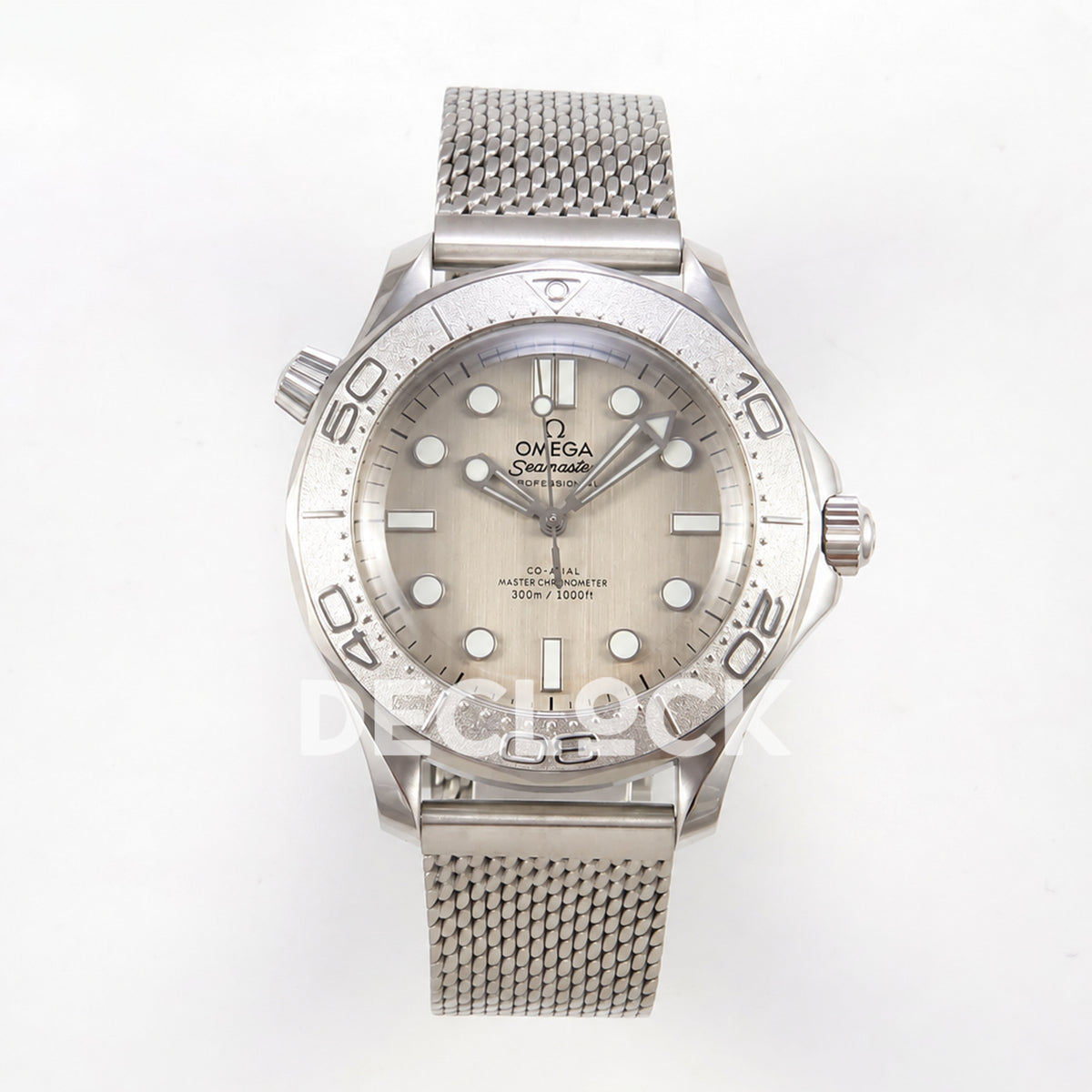 Omega Seamaster Diver 300M Gray Dial Steel Mesh ORF 8806 Free Sprung — front view
