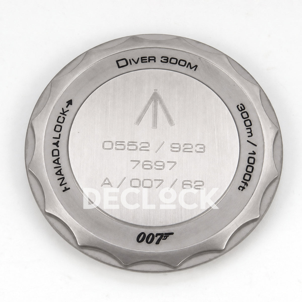 Omega Seamaster Diver 300M No Time To Die ORF titanium mesh 8806 Free Sprung — caseback cover front