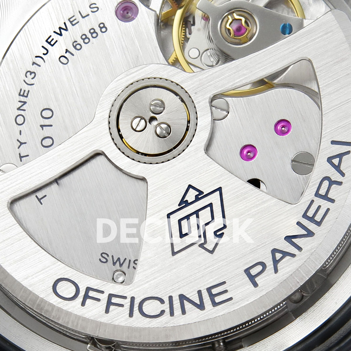 Panerai Luminor BiTempo New York PAM01467 Grey Ombre DLC Nylon VSF P9010 GMT replica - rotor detail
