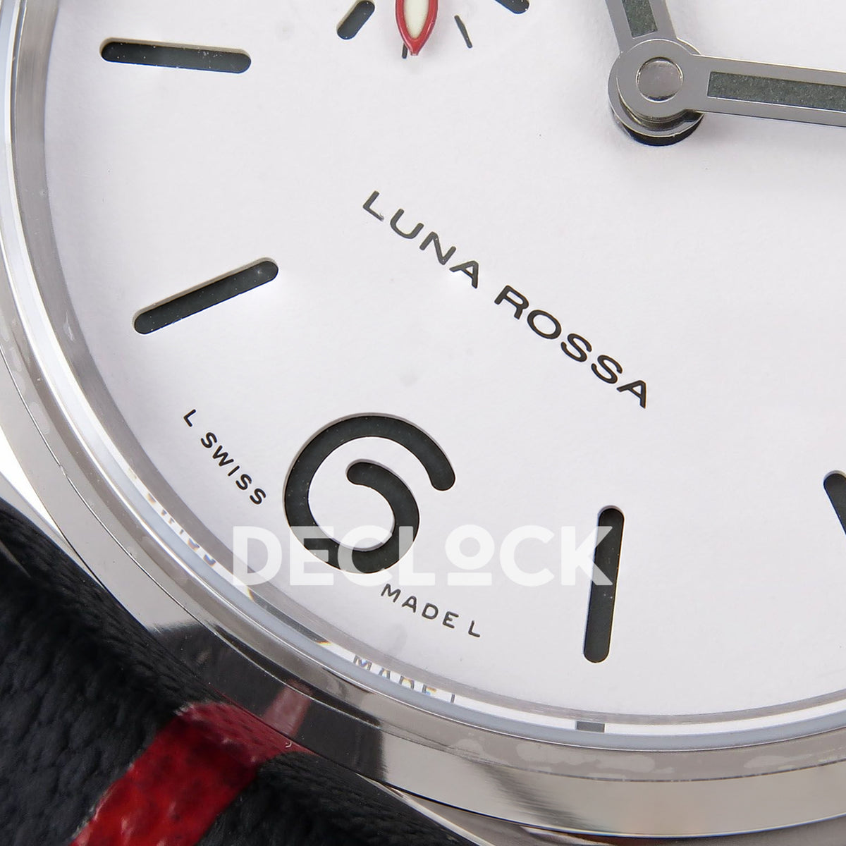 Panerai Luminor Due Luna Rossa PAM01381 White Dial VSF P900 replica - lower dial detail