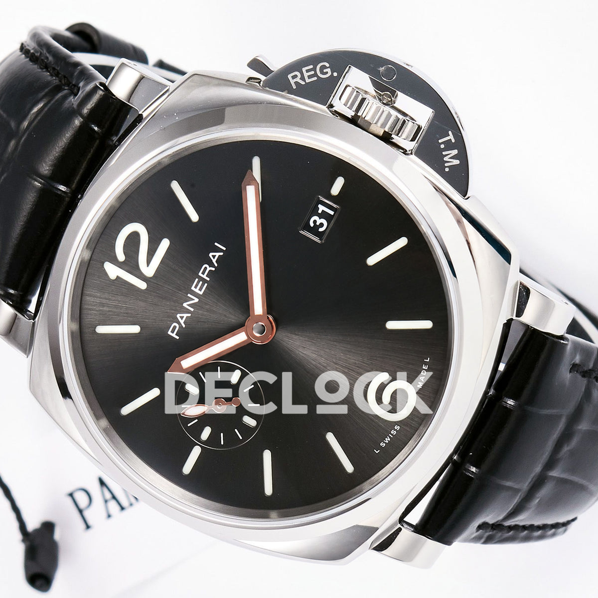 Panerai Luminor Due PAM01250 Anthracite Dial Black Leather VSF P900 replica - dial angle right