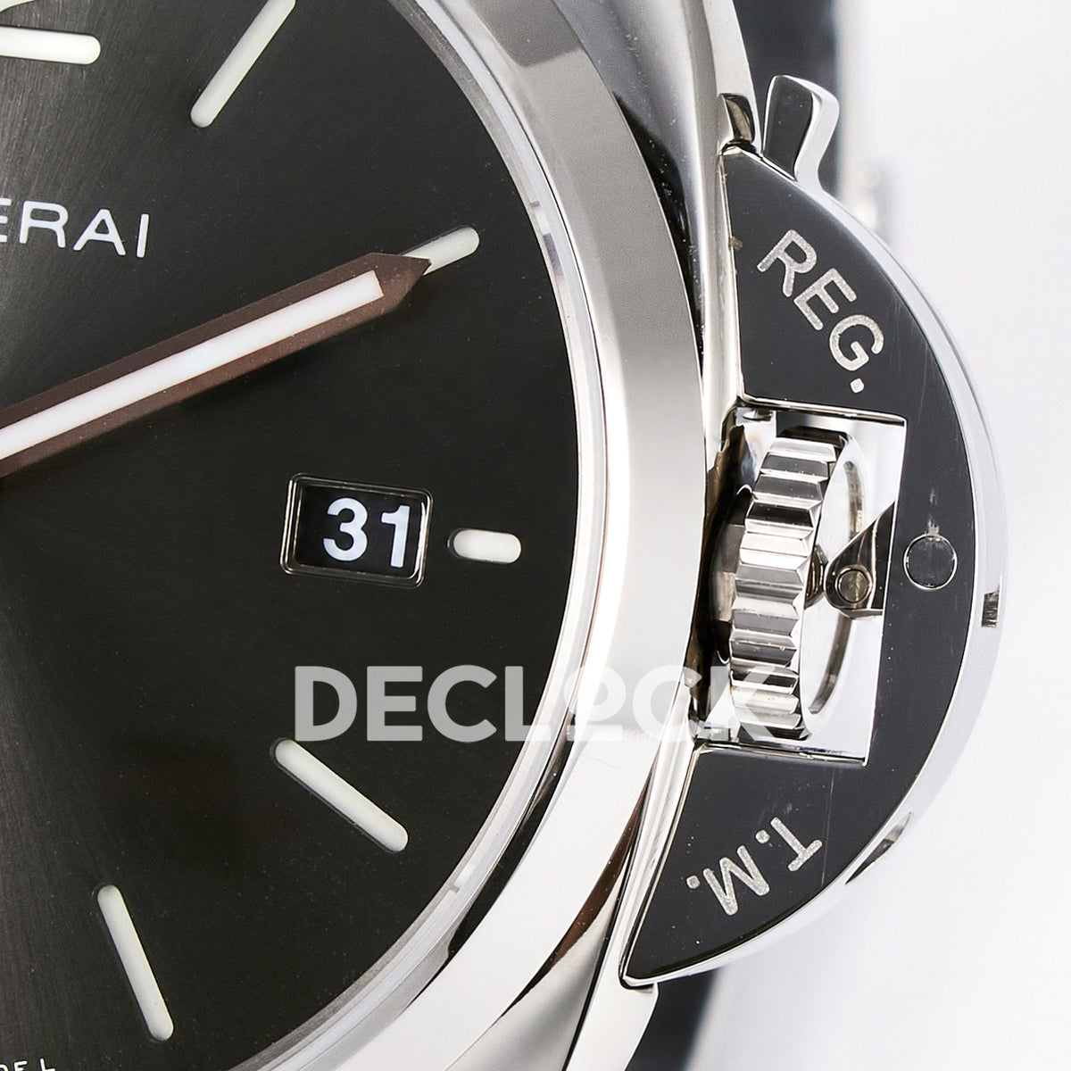 Panerai Luminor Due PAM01250 Anthracite Dial Black Leather VSF P900 replica - date crown detail