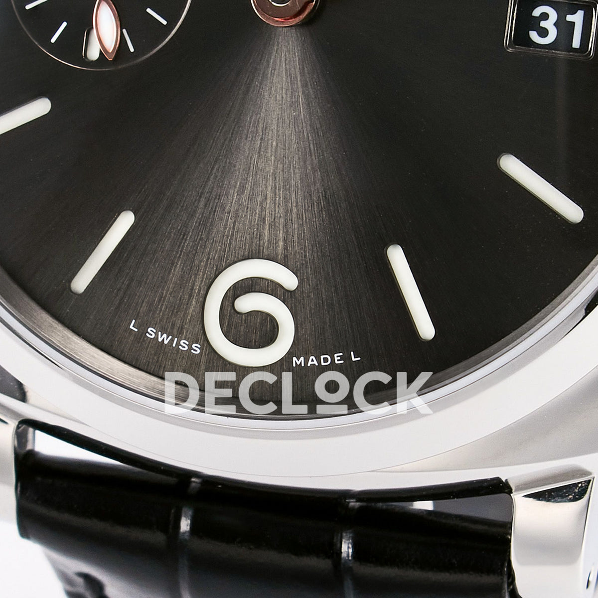 Panerai Luminor Due PAM01250 Anthracite Dial Black Leather VSF P900 replica - lower dial detail