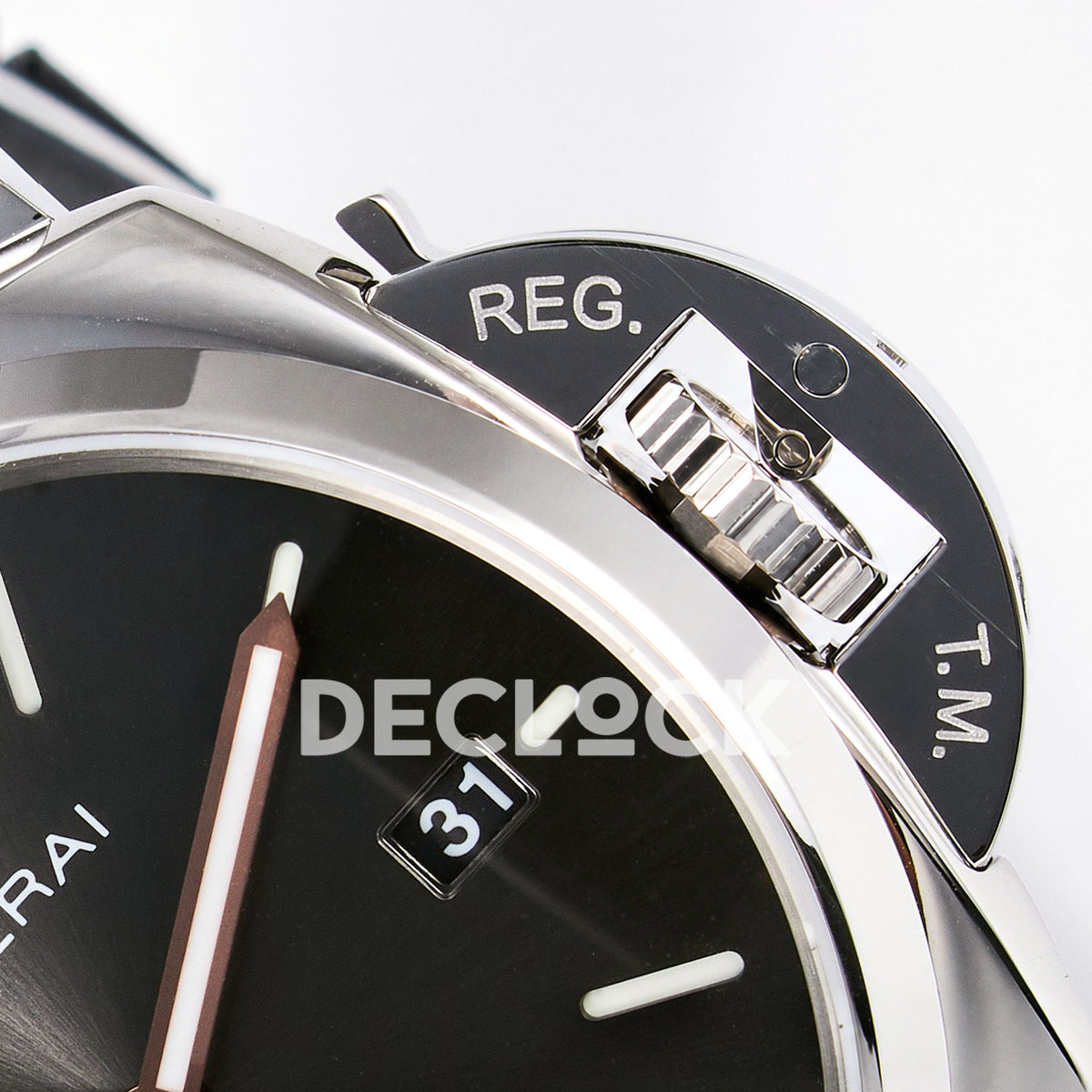 Panerai Luminor Due PAM01250 Anthracite Dial Black Leather VSF P900 replica - crown guard detail