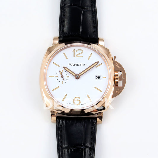 Panerai Luminor Due PAM01336 White Black Leather VSF P900 replica - front
