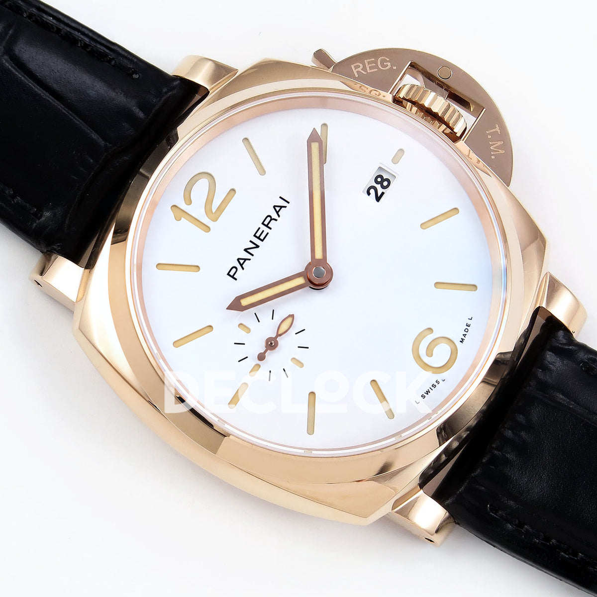 Panerai Luminor Due PAM01336 White Black Leather VSF P900 replica - dial angle left
