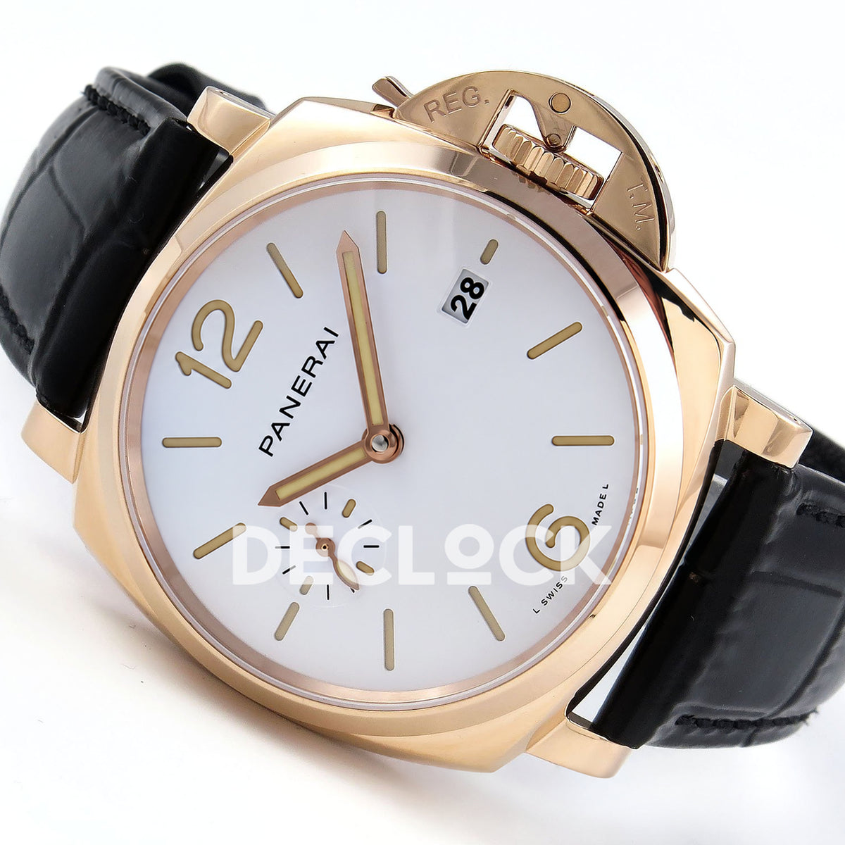 Panerai Luminor Due PAM01336 White Black Leather VSF P900 replica - dial angle right