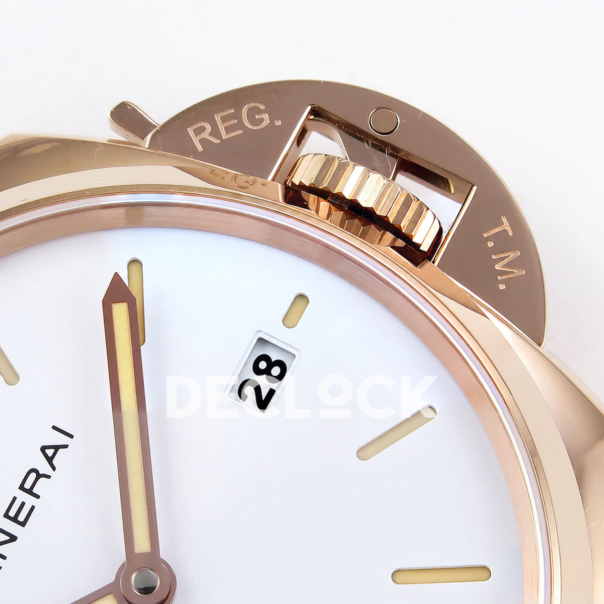 Panerai Luminor Due PAM01336 White Black Leather VSF P900 replica - crown date detail
