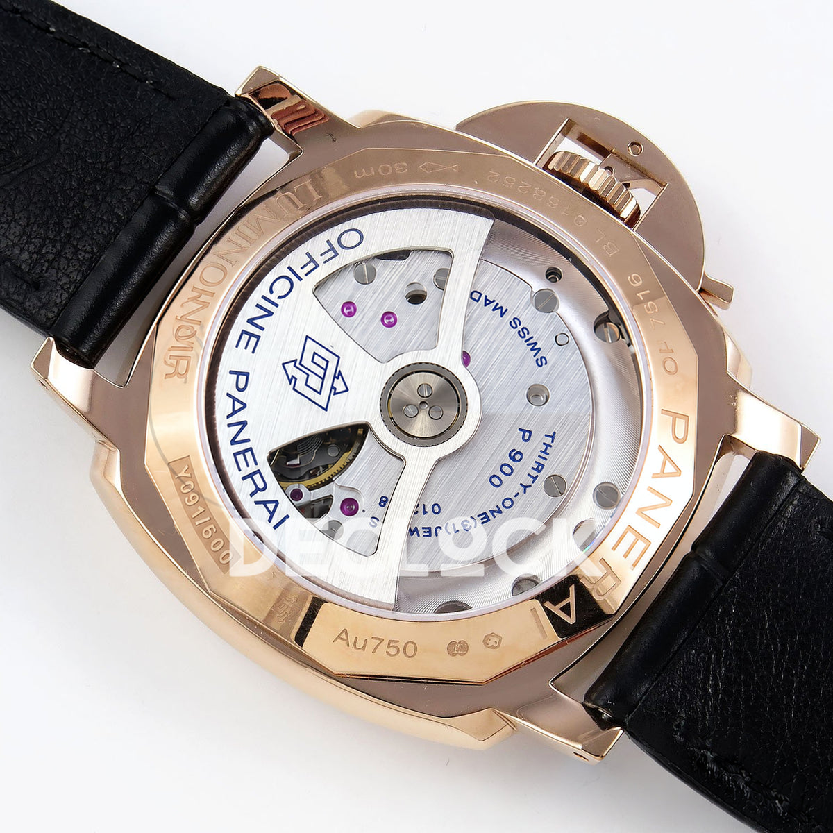Panerai Luminor Due PAM01336 White Black Leather VSF P900 replica - movement back