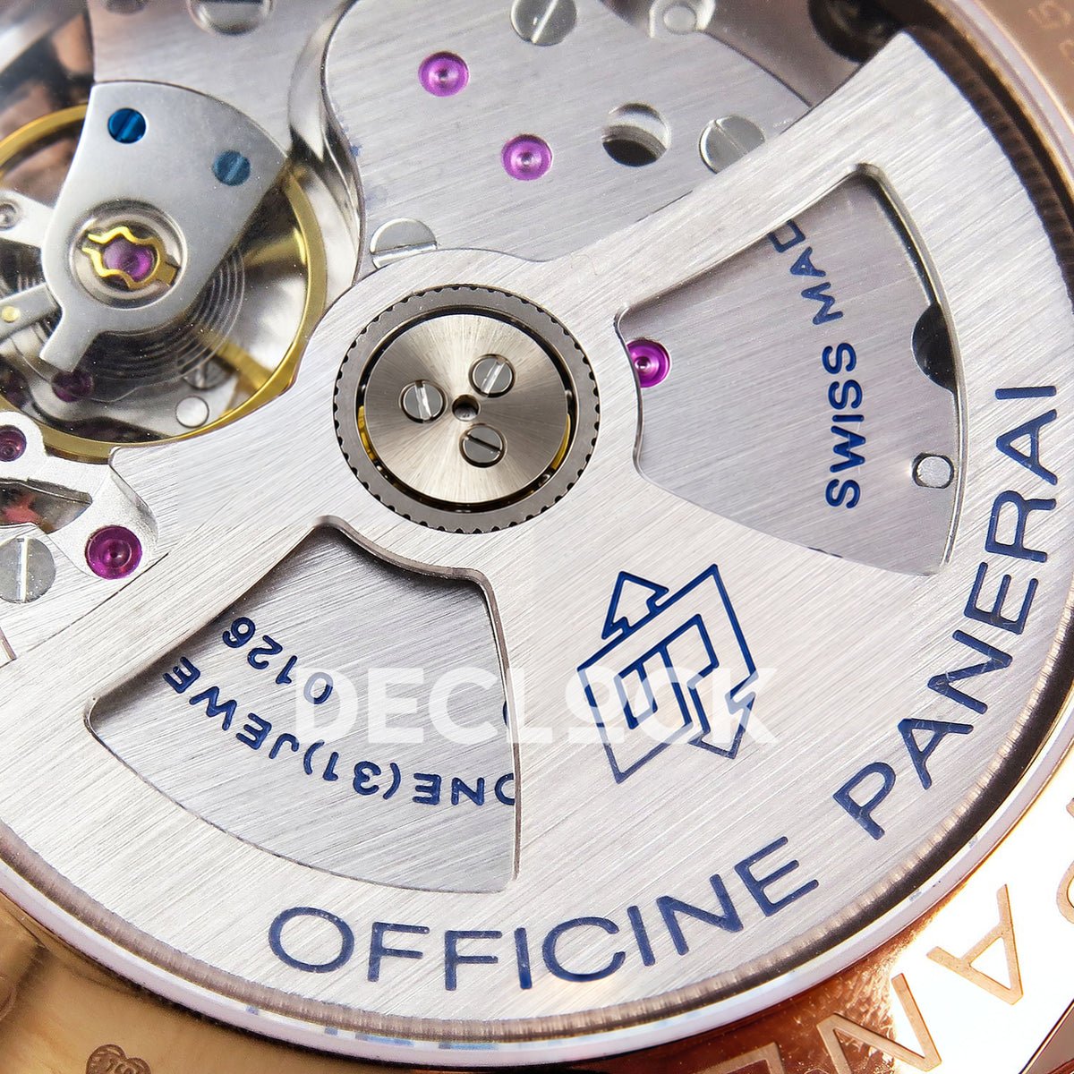 Panerai Luminor Due PAM01336 White Black Leather VSF P900 replica - rotor closeup