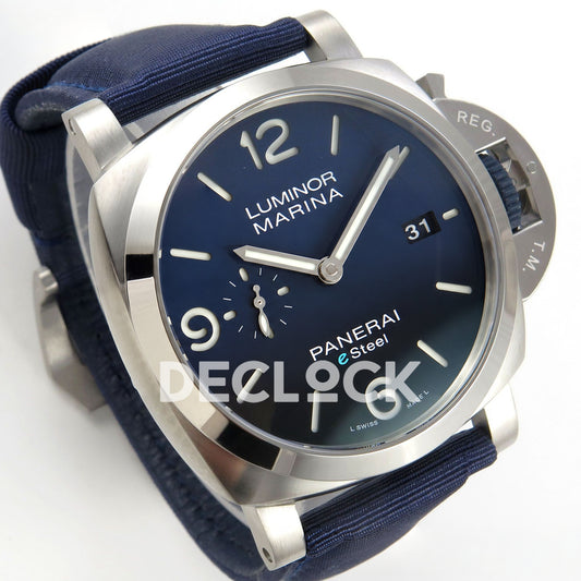 Panerai Luminor Marina Blu Profondo PAM01157 Blue Nylon VSF P9010 Updated replica - dial angle left