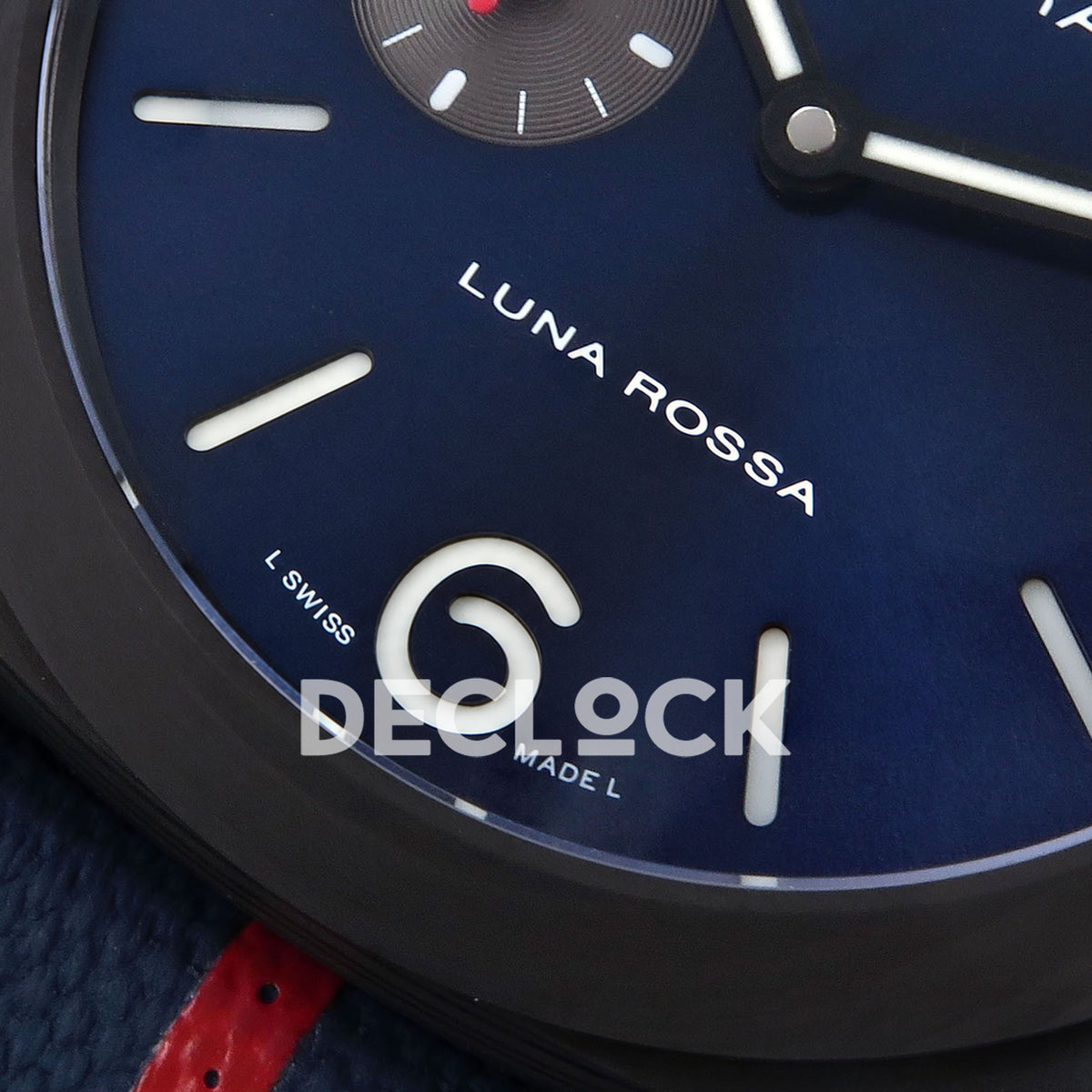 Panerai Luminor Marina Carbotech Luna Rossa PAM01529 Blue Fabric VSF P9010 Updated replica - lower dial detail