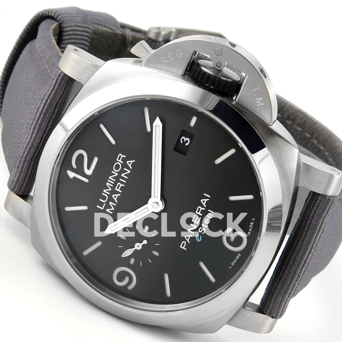 Panerai Luminor Marina Grigio Roccia PAM01358 Grey Nylon VSF P9010 Updated replica - dial angle right