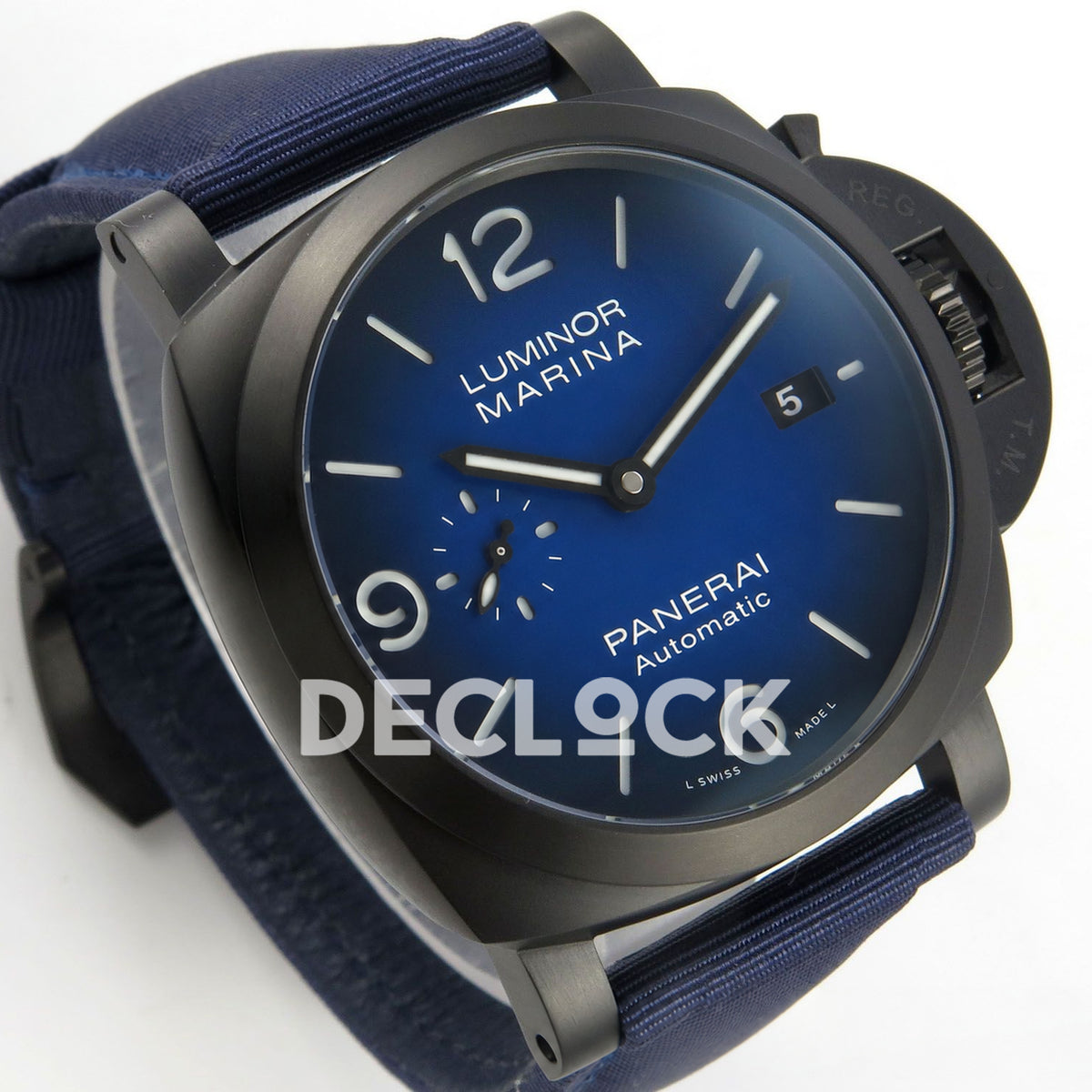 Panerai Luminor Marina Milan PAM02319 Blue Ombre DLC VSF P9010 replica - dial angle left