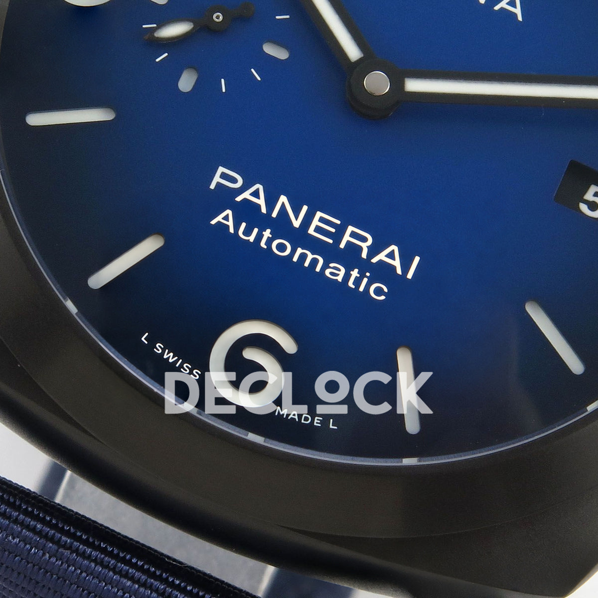 Panerai Luminor Marina Milan PAM02319 Blue Ombre DLC VSF P9010 replica - lower dial detail