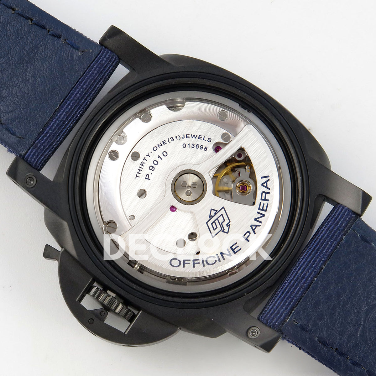 Panerai Luminor Marina Milan PAM02319 Blue Ombre DLC VSF P9010 replica - movement back