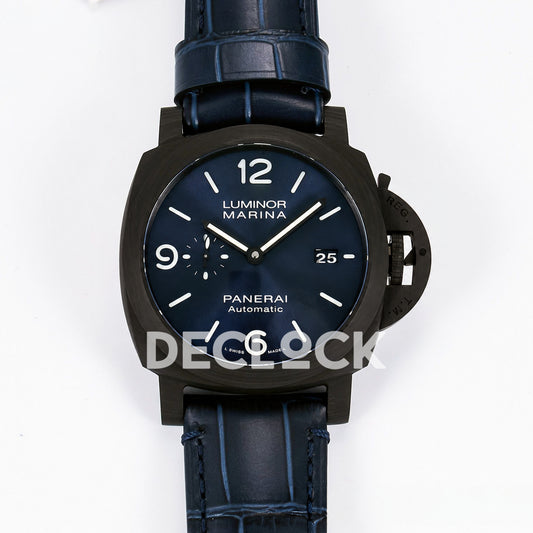 Panerai Luminor Marina PAM01664 Carbotech Blue Dial Leather VSF P.9010 replica - front