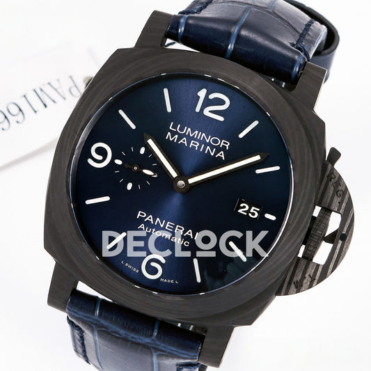 Panerai Luminor Marina PAM01664 Carbotech Blue Dial Leather VSF P.9010 replica - dial angle