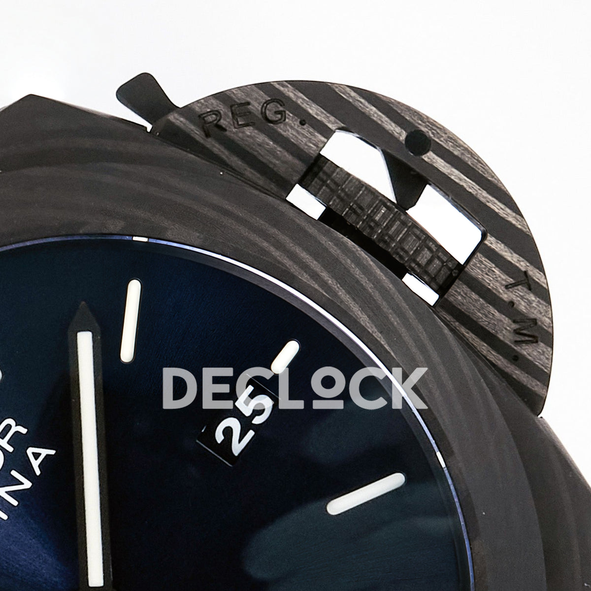 Panerai Luminor Marina PAM01664 Carbotech Blue Dial Leather VSF P.9010 replica - crown guard detail