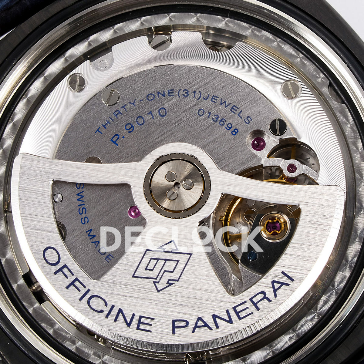 Panerai Luminor Marina PAM01664 Carbotech Blue Dial Leather VSF P.9010 replica - calibre detail