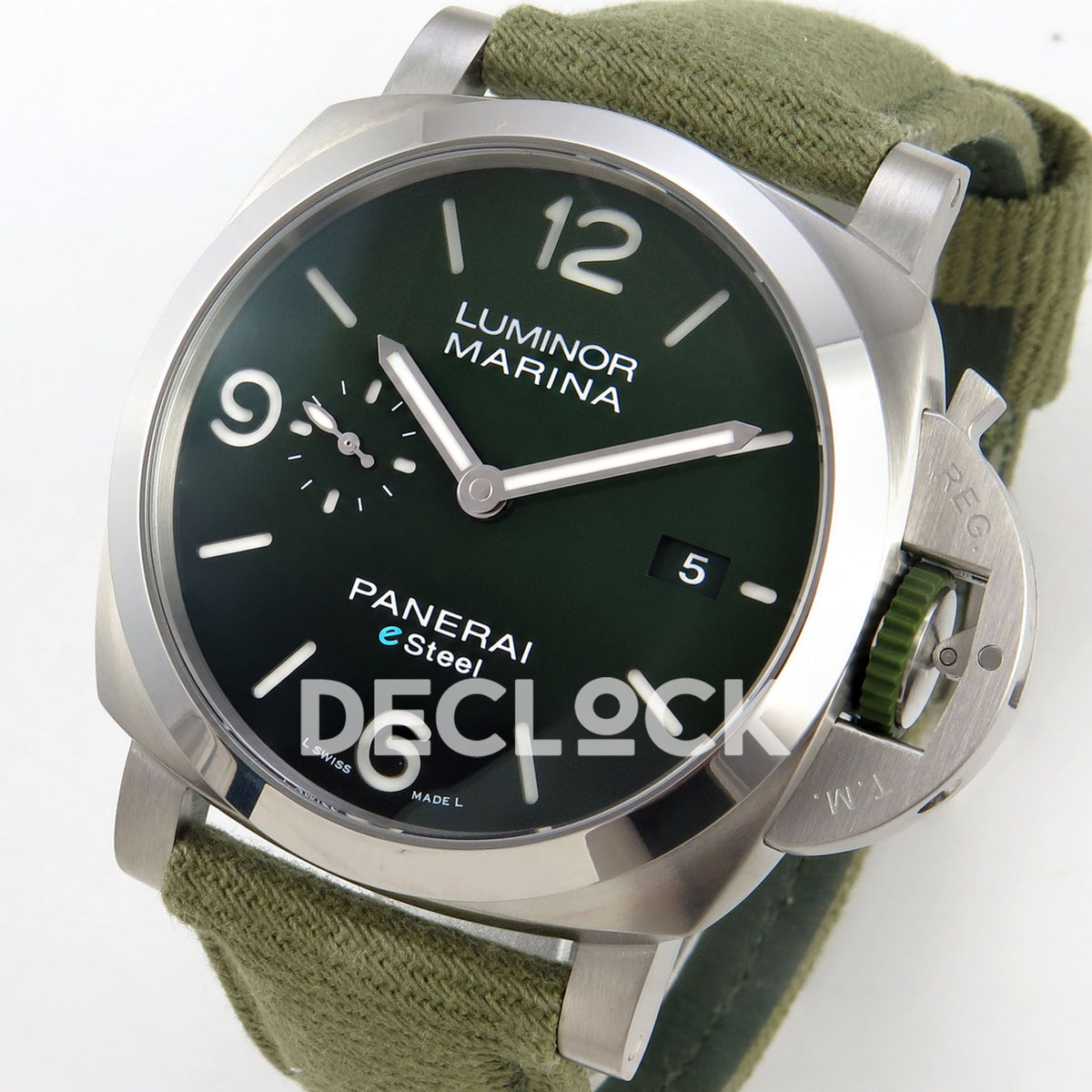 Panerai Luminor Marina Verde Smeraldo PAM01356 Green Nylon VSF P9010 Updated replica - full watch angle