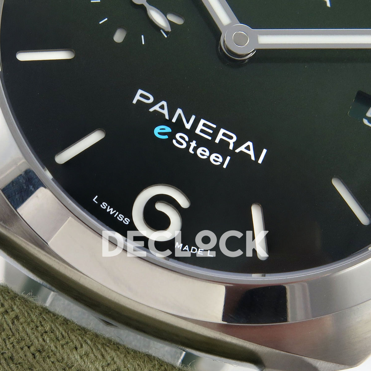 Panerai Luminor Marina Verde Smeraldo PAM01356 Green Nylon VSF P9010 Updated replica - lower dial detail