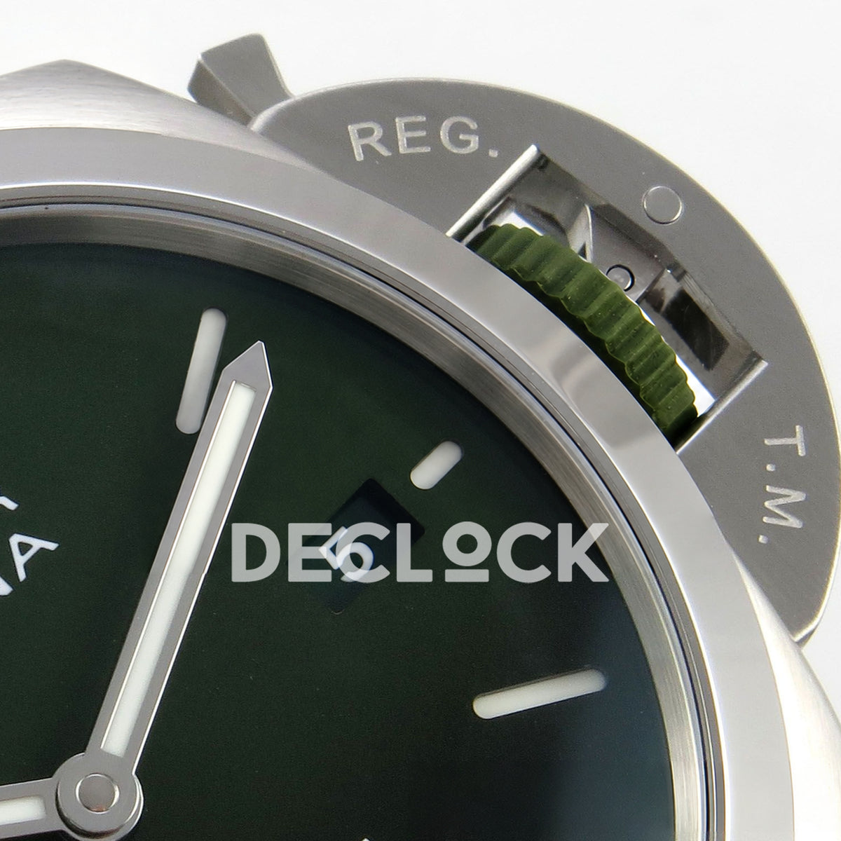 Panerai Luminor Marina Verde Smeraldo PAM01356 Green Nylon VSF P9010 Updated replica - crown date detail