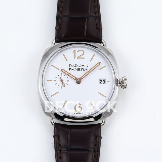 Panerai Radiomir Quaranta PAM01292 White Dial Brown Leather VSF P900 replica - front