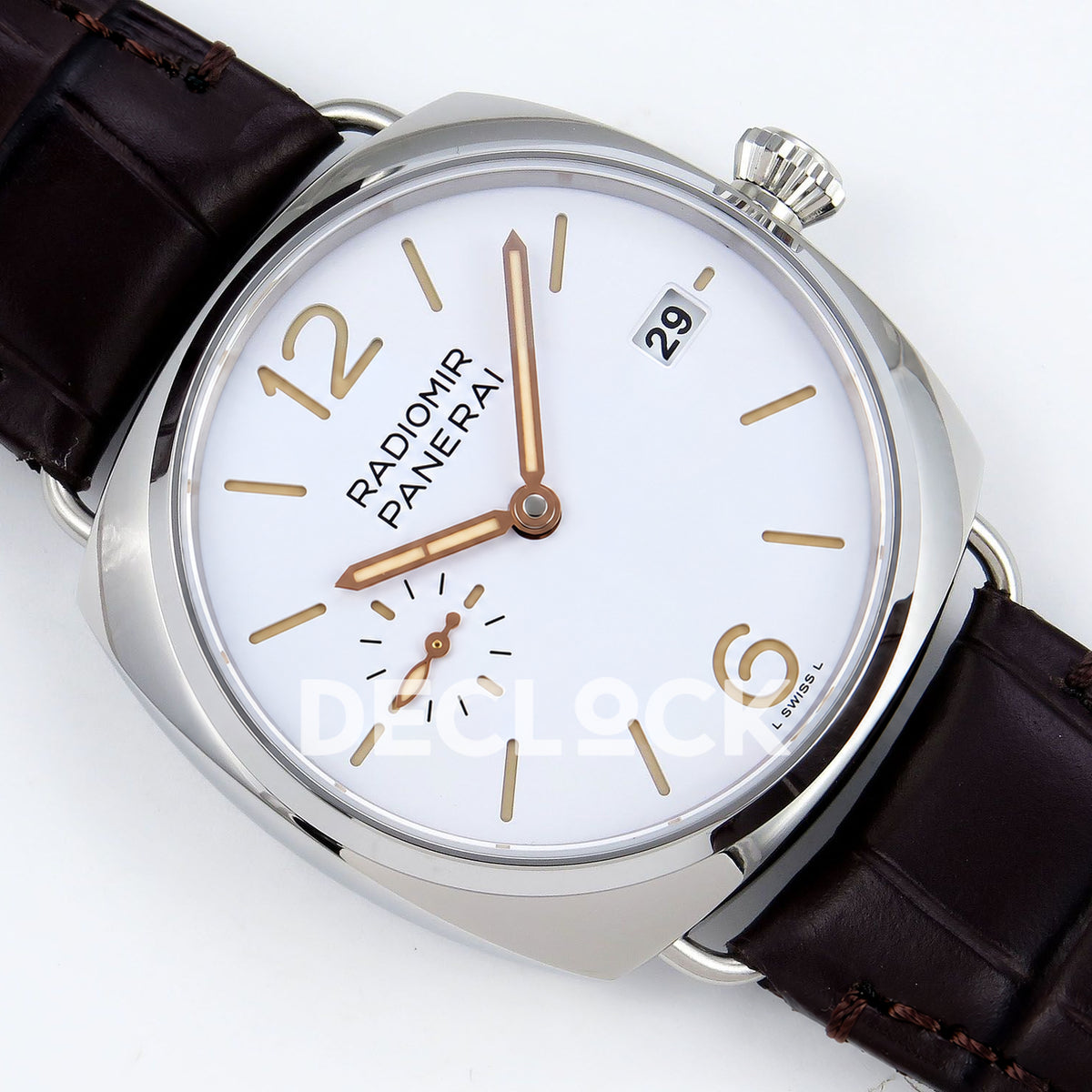 Panerai Radiomir Quaranta PAM01292 White Dial Brown Leather VSF P900 replica - dial angle right