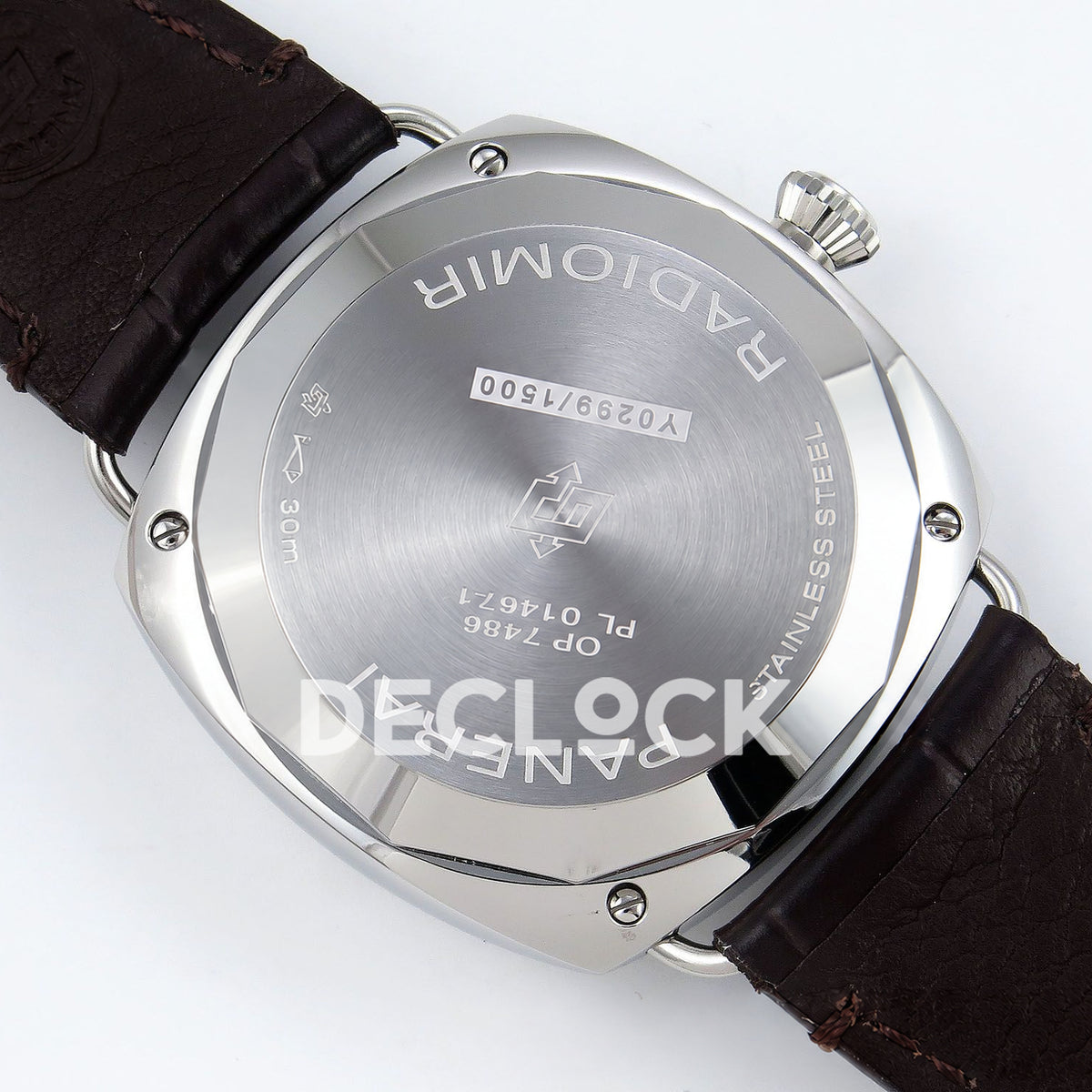 Panerai Radiomir Quaranta PAM01292 White Dial Brown Leather VSF P900 replica - steel caseback