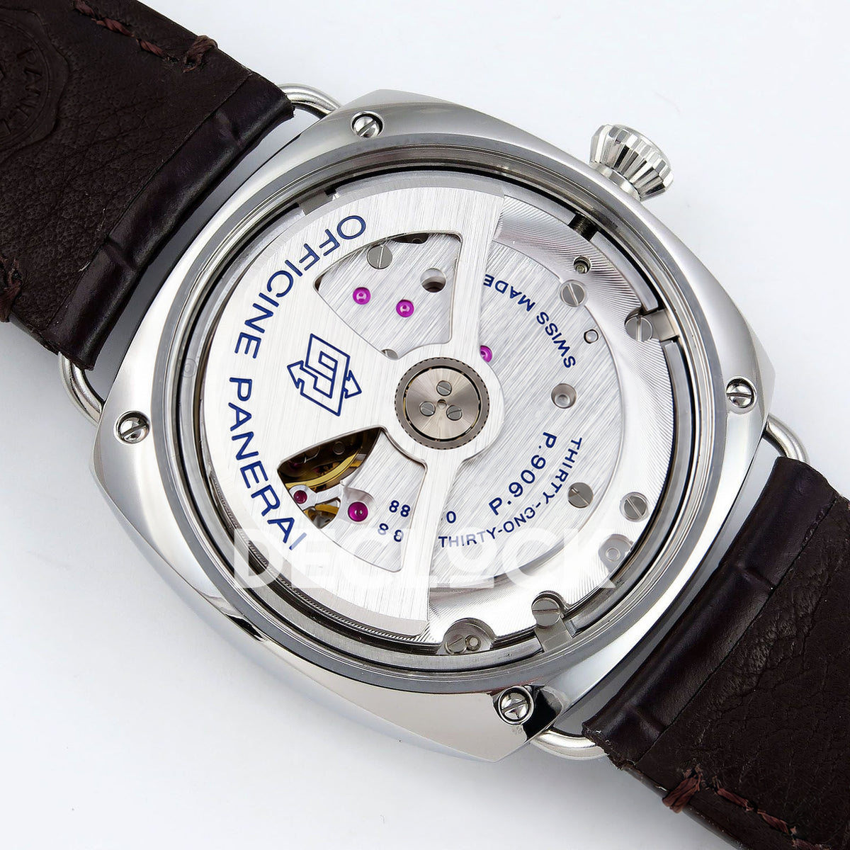 Panerai Radiomir Quaranta PAM01292 White Dial Brown Leather VSF P900 replica - movement angle