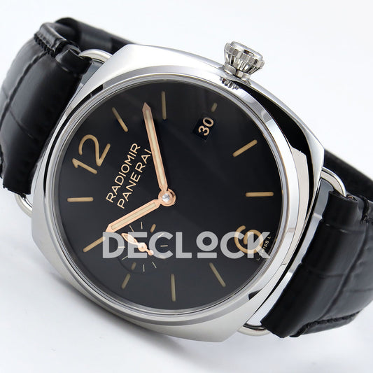Panerai Radiomir Quaranta PAM01294 Black Dial Black Leather VSF P900 replica - full watch angle