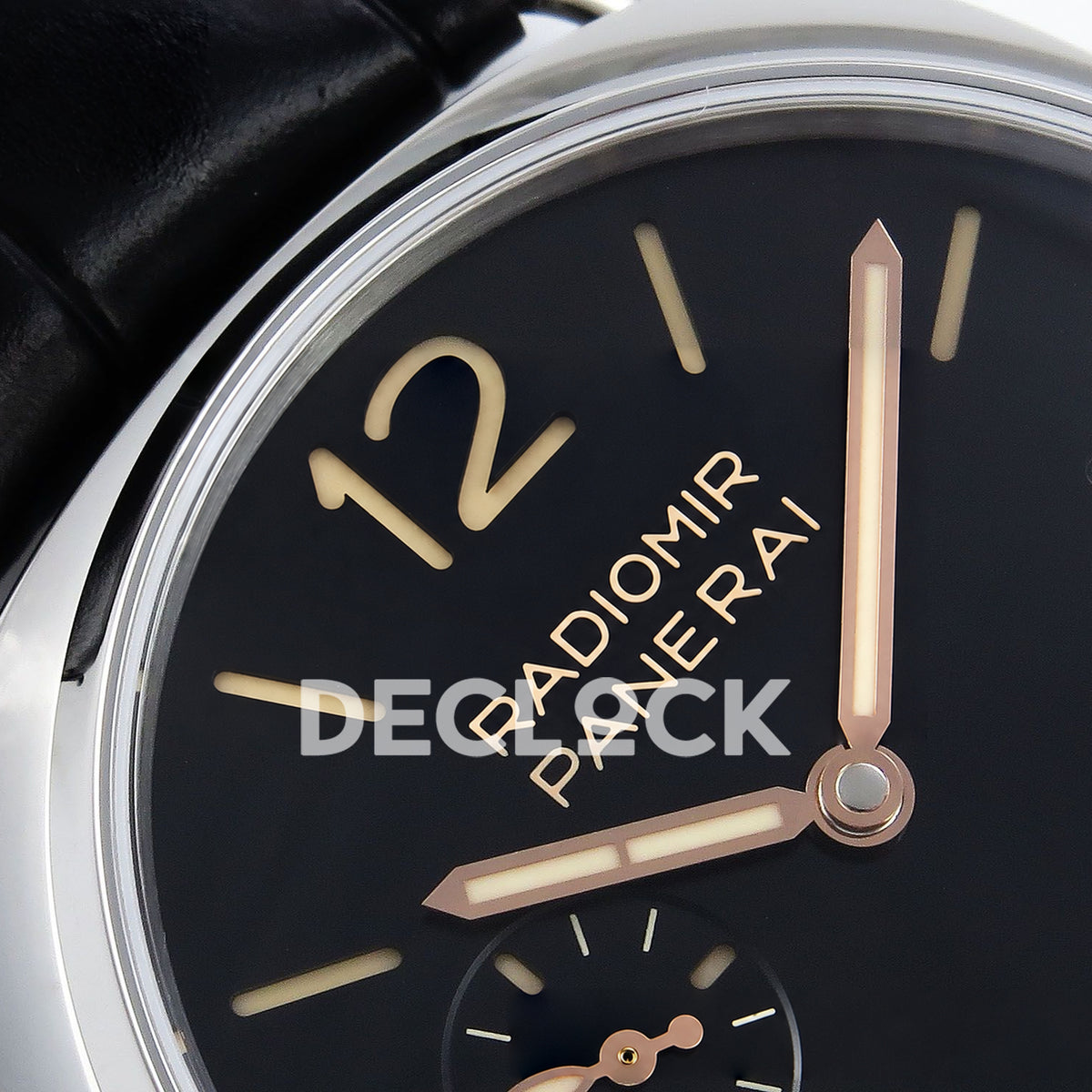 Panerai Radiomir Quaranta PAM01294 Black Dial Black Leather VSF P900 replica - upper dial detail